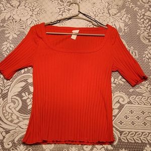 H&M Orange Squareneck Shirt - Large